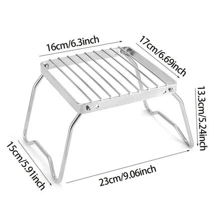 Stainless Steel Folding Grill Rack - Portable Camping BBQ Stand
