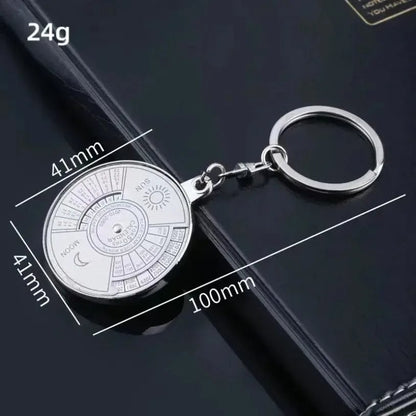 50-Year Perpetual Calendar Keychain - Silver Metal Alloy Multifunctional