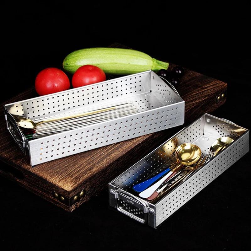 304 Stainless Steel Cutlery Drainer Box - Chopstick Fork Storage