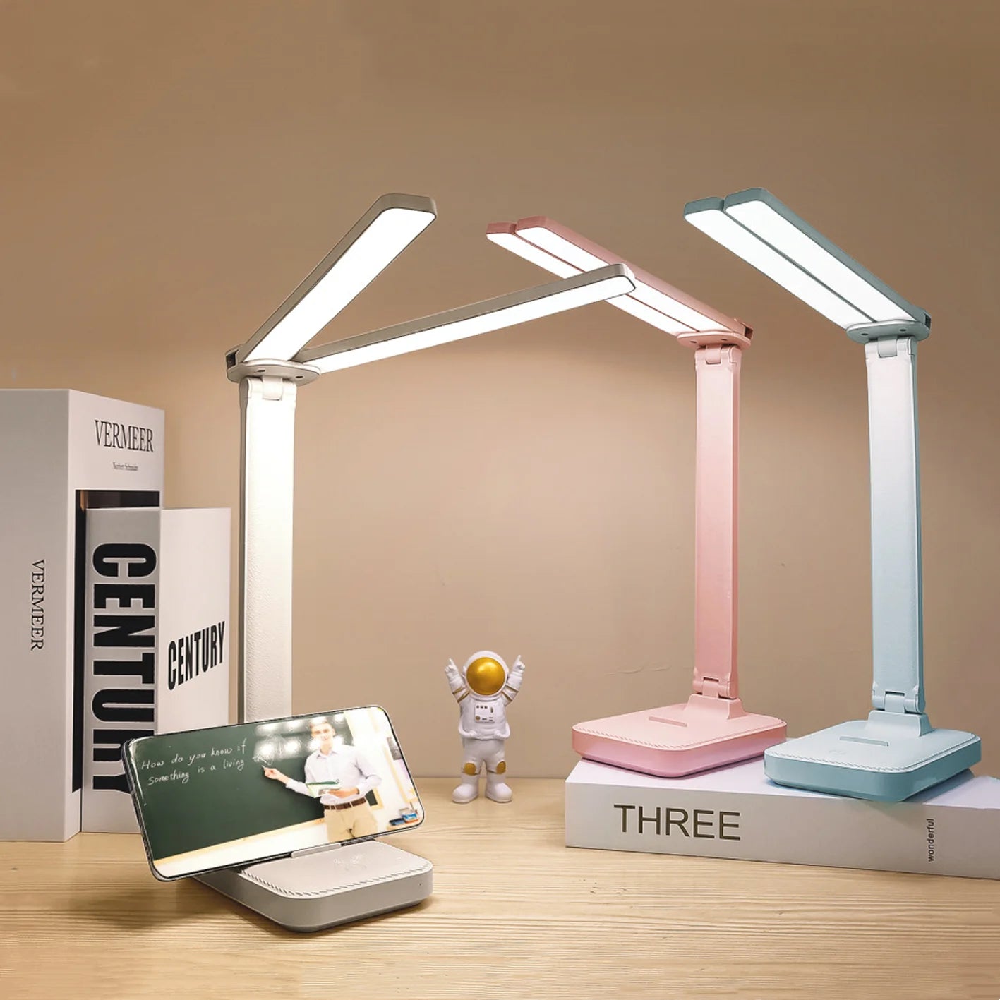 LED Desk Lamp 3-Level Dimmable Touch Control USB Rechargeable Foldable