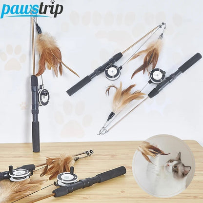 Retractable Cat Teaser Wand - Telescopic Interactive Feather Toy
