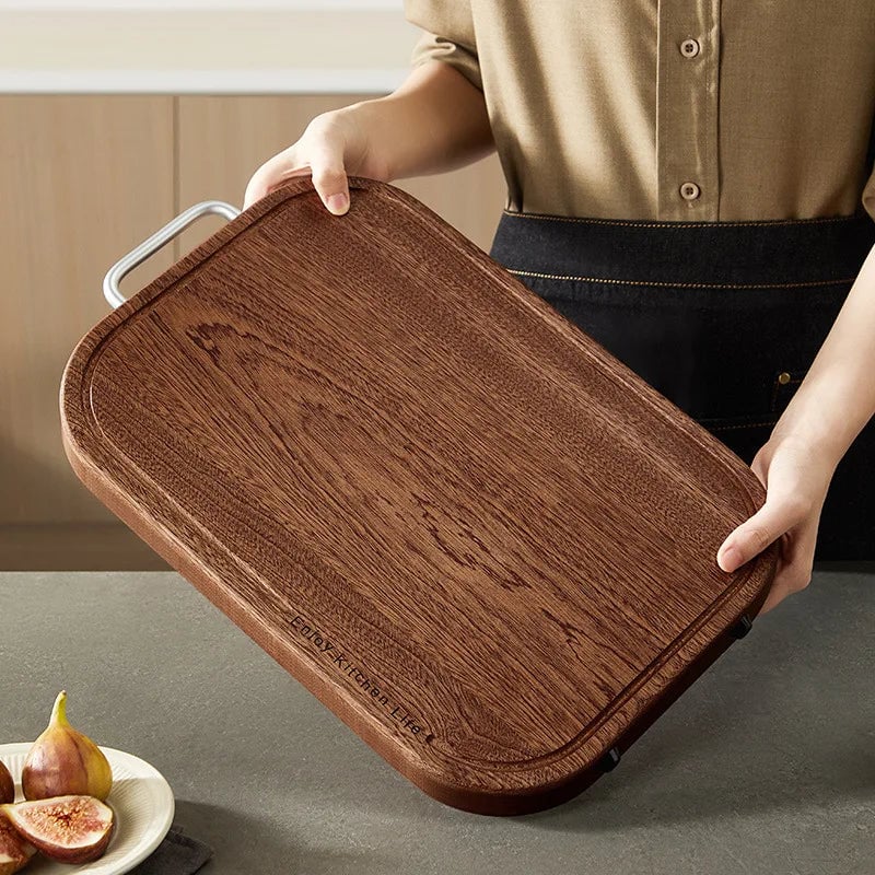 Heavy Duty Ebony Wood Cutting Board - Double-Sided Anti-Bacterial