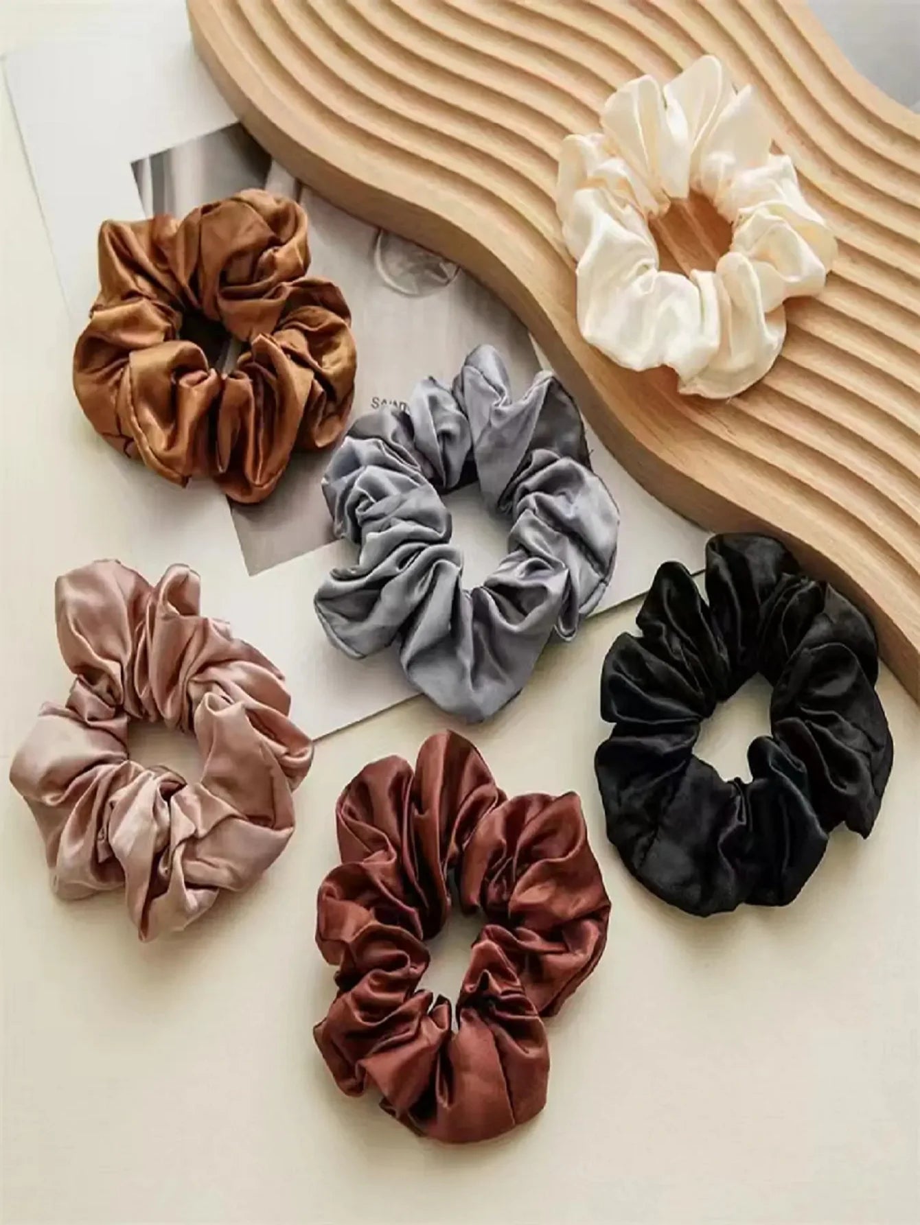 12pc Mixed Color Satin Hair Rings Elastic Ponytail Holders Women