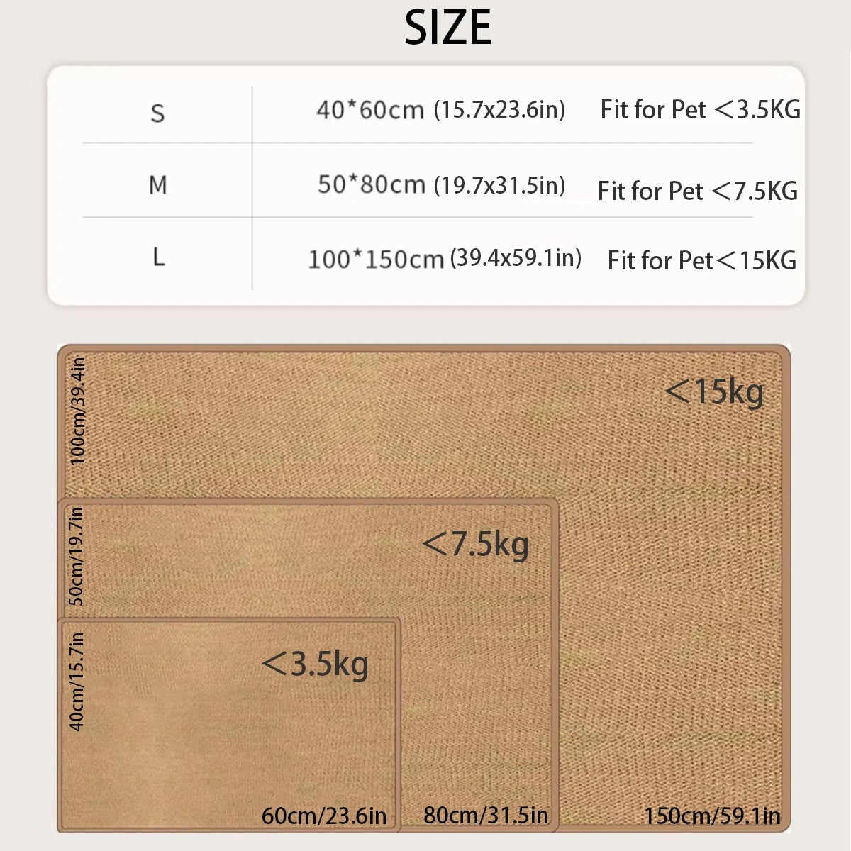 Large Non-Slip Cat Scratching Mat Carpet Pet Bed Sofa Protector