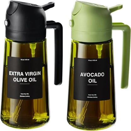 470ml Glass Oil Sprayer - 2-in-1 Olive Oil Dispenser & Spray Bottle