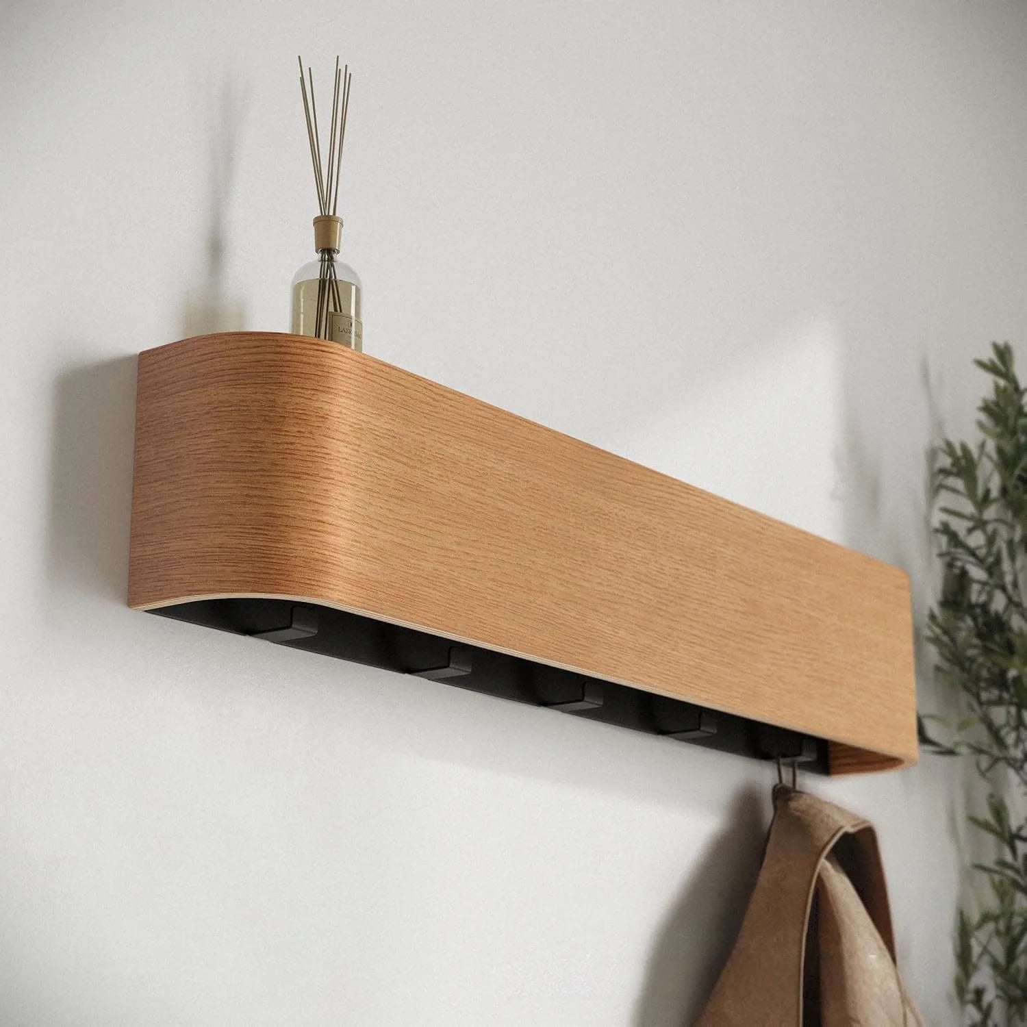 5-Hook Wood Wall Mount Coat Rack Door Organizer Bedroom Hallway
