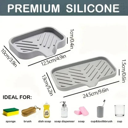 Silicone Sink Caddy with Drain - Soap Sponge Storage Organizer
