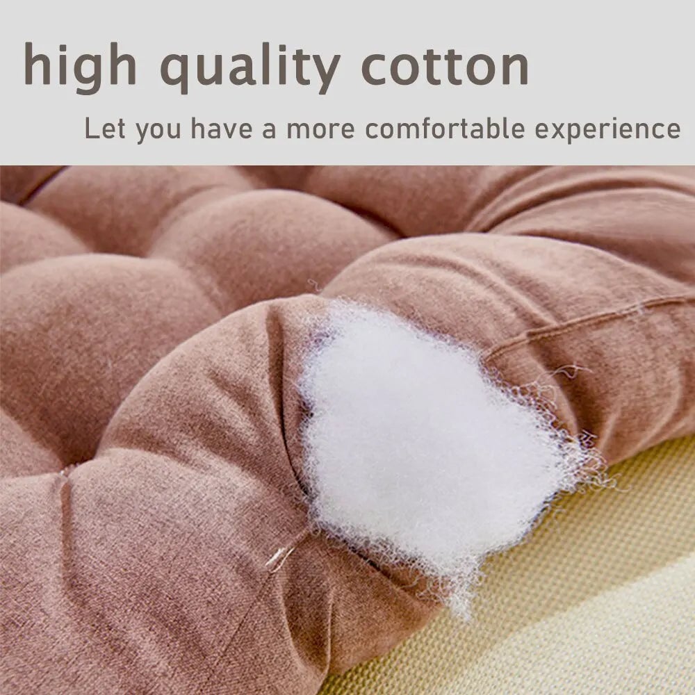 Premium Linen Cotton Square Chair Cushion with Backrest Support