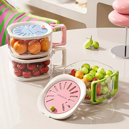 2-in-1 Double Layer Drain Basket with Foldable Handle - Fruit Strainer