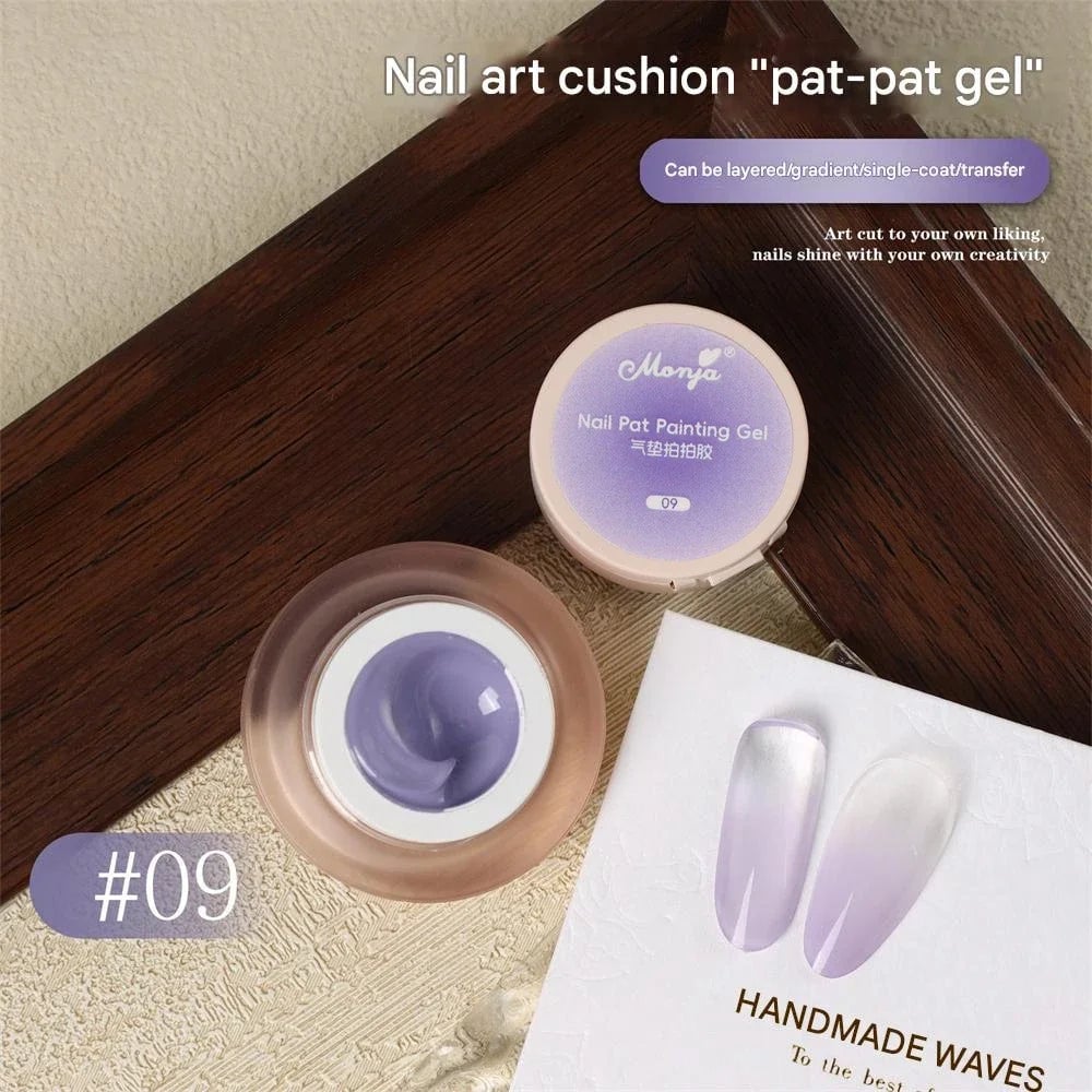 Cushion Patting Gel Polish - Ombre Black White Peach Gradient Nail Art
