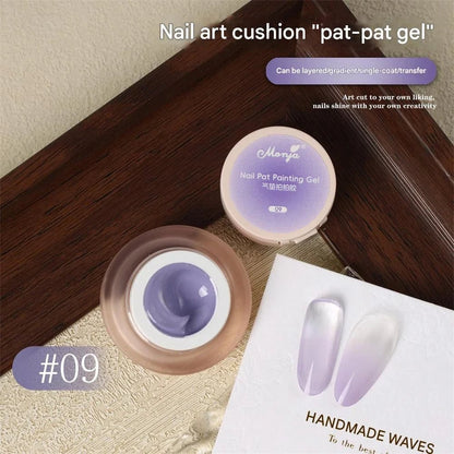 Cushion Patting Gel Polish - Ombre Black White Peach Gradient Nail Art