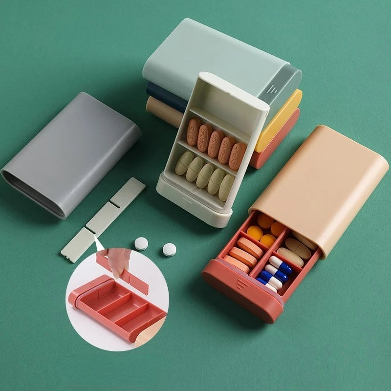 7-Day 6-Grid Portable Pill Organizer - Weekly Medicine Storage Case