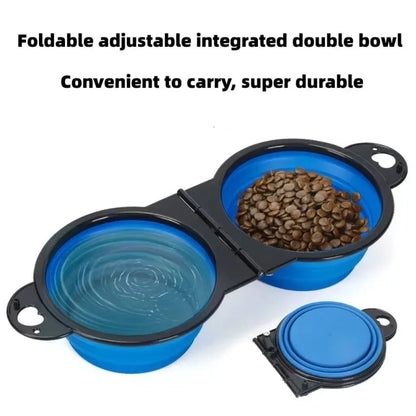 Foldable Dual Bowl 2-in-1 Pet Feeding Set - Portable Travel Bowl