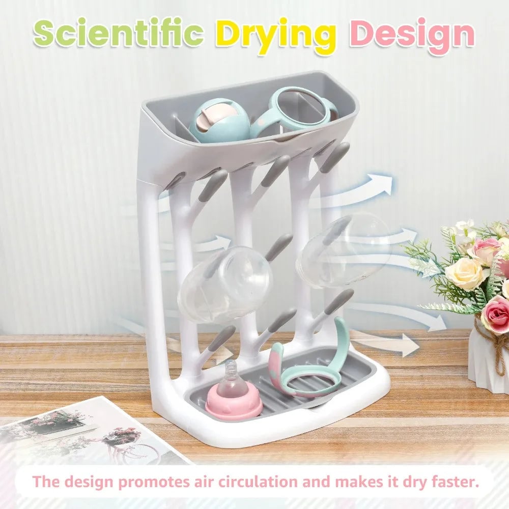 Baby Bottle Drying Rack Countertop Holder Detachable Tray Organizer
