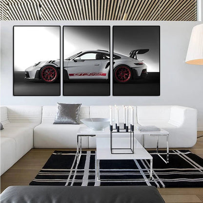 3Pcs Vintage Industrial GT3RS Canvas Wall Art Print Set Home Decor