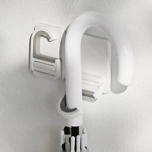 Self-Adhesive Wall Mount Broom Mop Holder Multi-Purpose Hook Rack