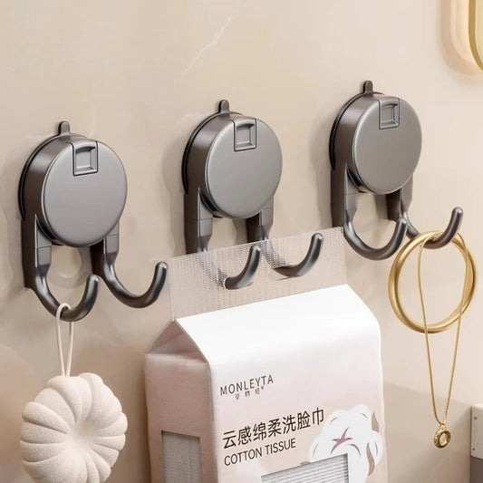 Strong Suction Cup Hooks No Drill Dual Hook Bathroom Kitchen