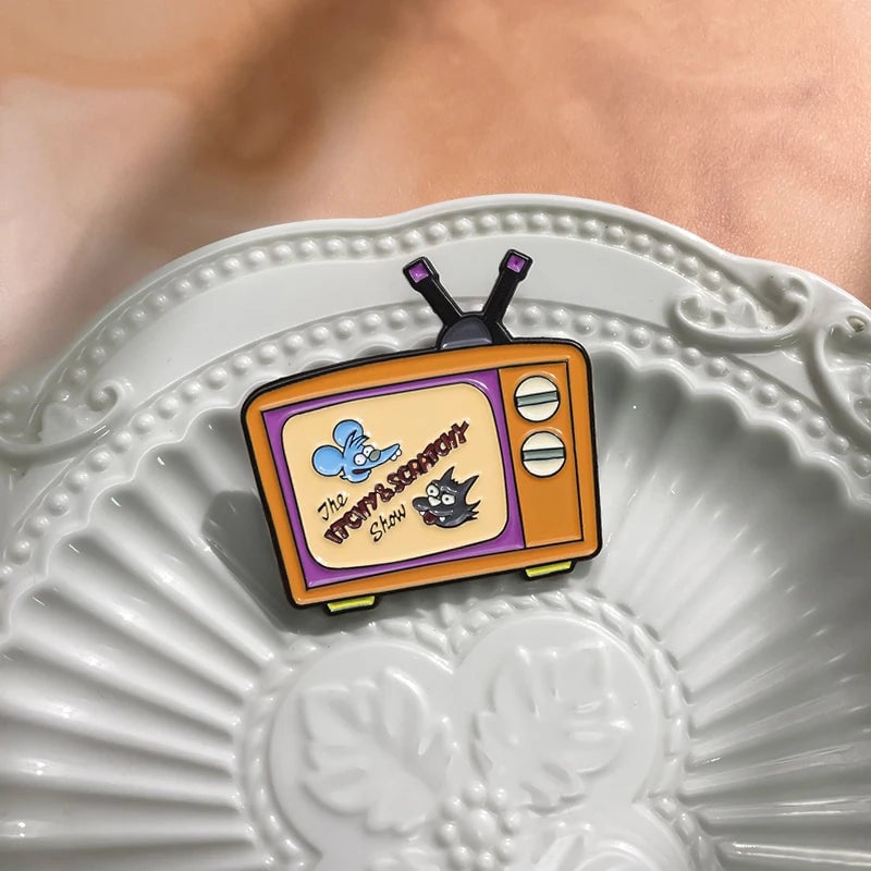 Cartoon Television Enamel Pin Brooch - Retro TV Badge Lapel Pin