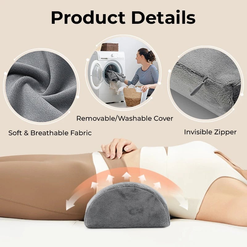 Half Moon Memory Foam Bolster Pillow - Legs Knees Lower Back Support