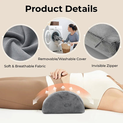Half Moon Memory Foam Bolster Pillow - Legs Knees Lower Back Support