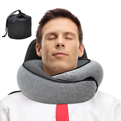Memory Foam U-Shaped Travel Neck Pillow - Adjustable Support
