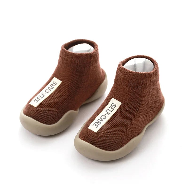 Soft Non-Slip Baby First Walker Shoes - Rubber Sole Knit Booties