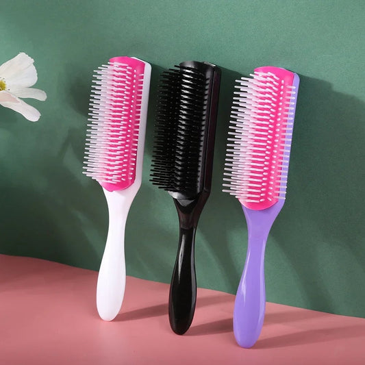 9 Rows Hair Brush Detangling Comb Scalp Massage Straight Curly Hair