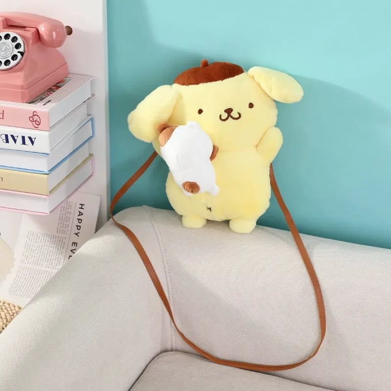 Pompompurin Plush Crossbody Phone Bag - Soft Doll Purse Shoulder Bag