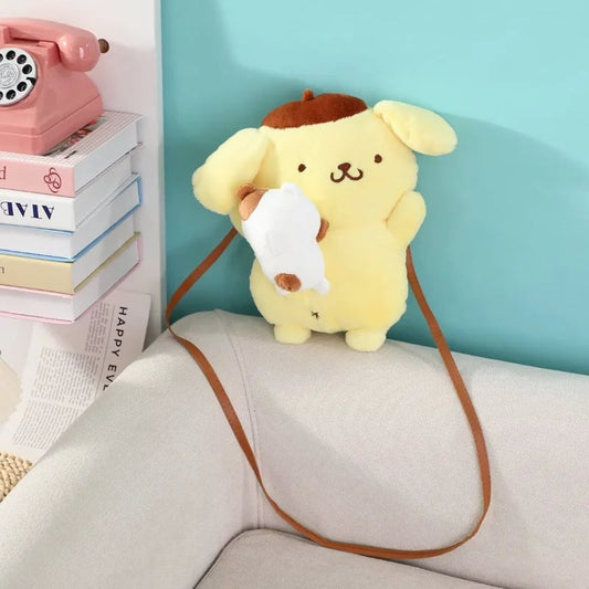 Pompompurin Plush Crossbody Phone Bag - Soft Doll Purse Shoulder Bag