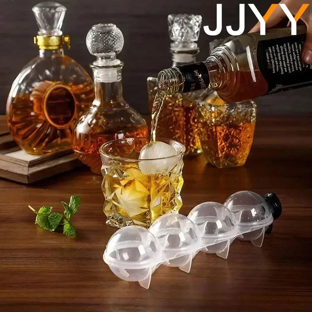 4 Cavity Silicone Whiskey Ice Ball Mold - Premium Cocktail Maker