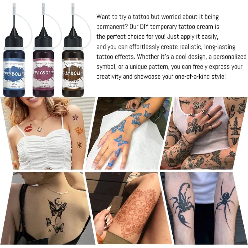 Temporary Tattoo Ink Stickers Freehand Face Body Painting Gel Kit