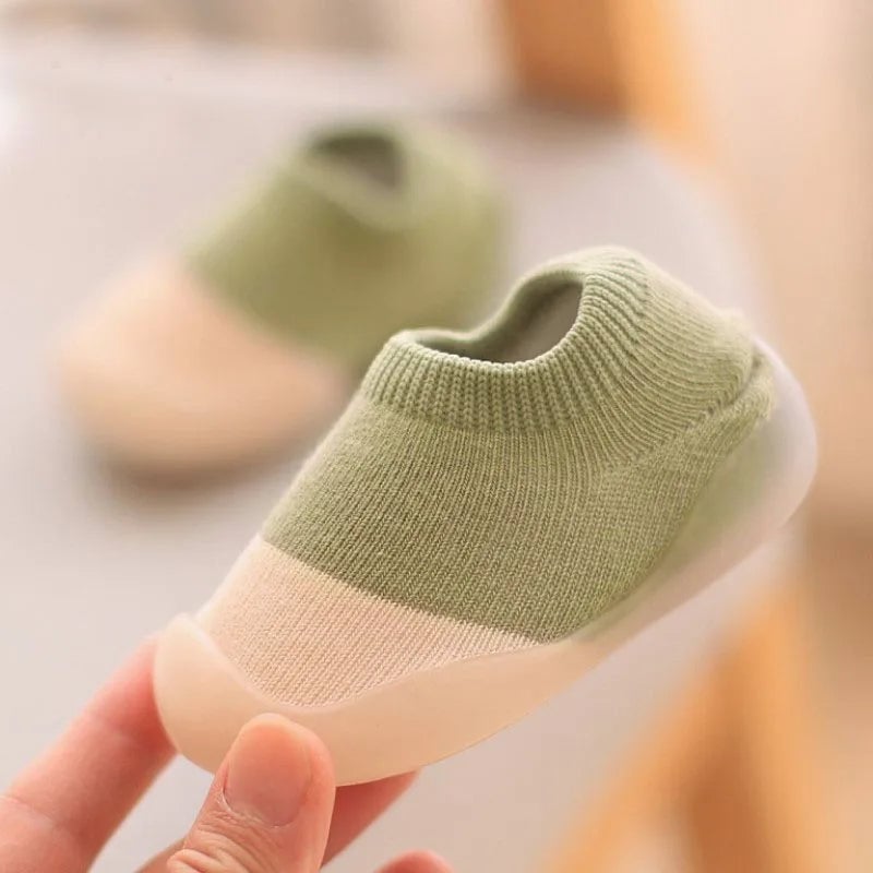 Soft Non-Slip Baby First Walker Shoes - Rubber Sole Knit Booties