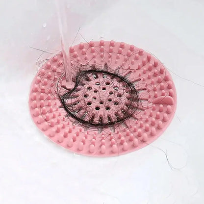Silicone Hair Catcher Drain Cover with Suction Cup - Shower & Bath