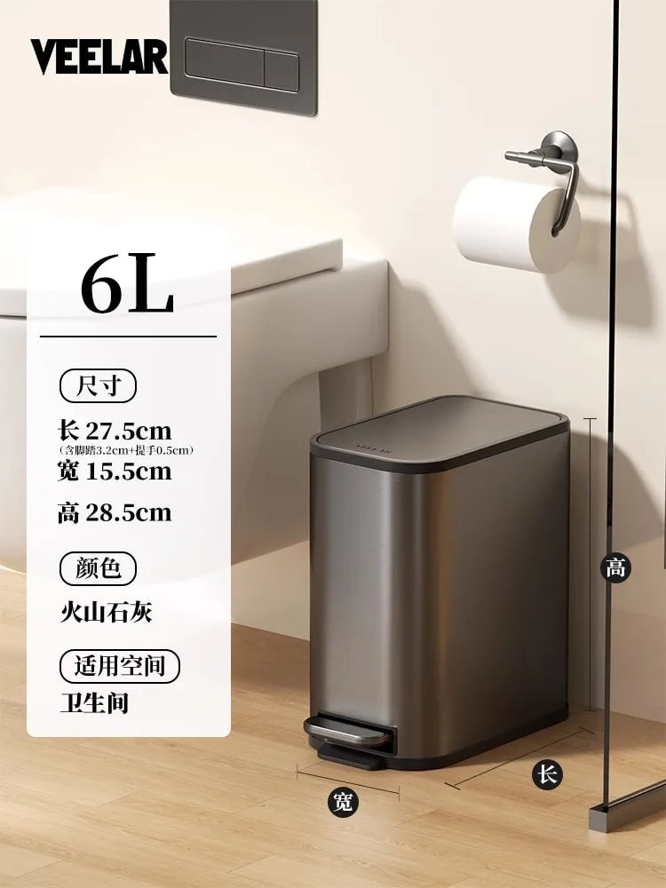 Large Stainless Steel Kitchen Bin - Italian Style High-Grade Waste