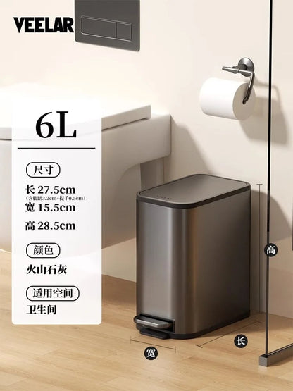Large Stainless Steel Kitchen Bin - Italian Style High-Grade Waste
