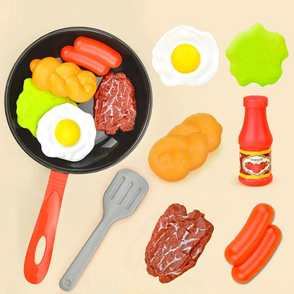 8PCS Kitchen Pretend Play Set - Food Toys Cookware with Steak Bread
