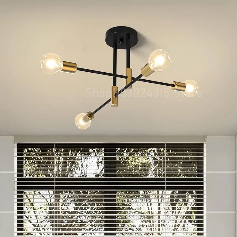 Modern Nordic Branch Ceiling Chandelier E27 Black Gold LED Light
