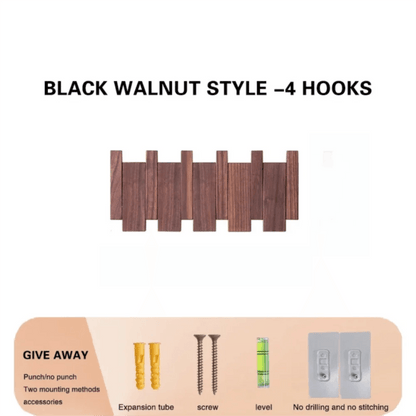 Wall Mounted Wood Coat Rack 8 Hooks Piano Key Shaped Entry Porch