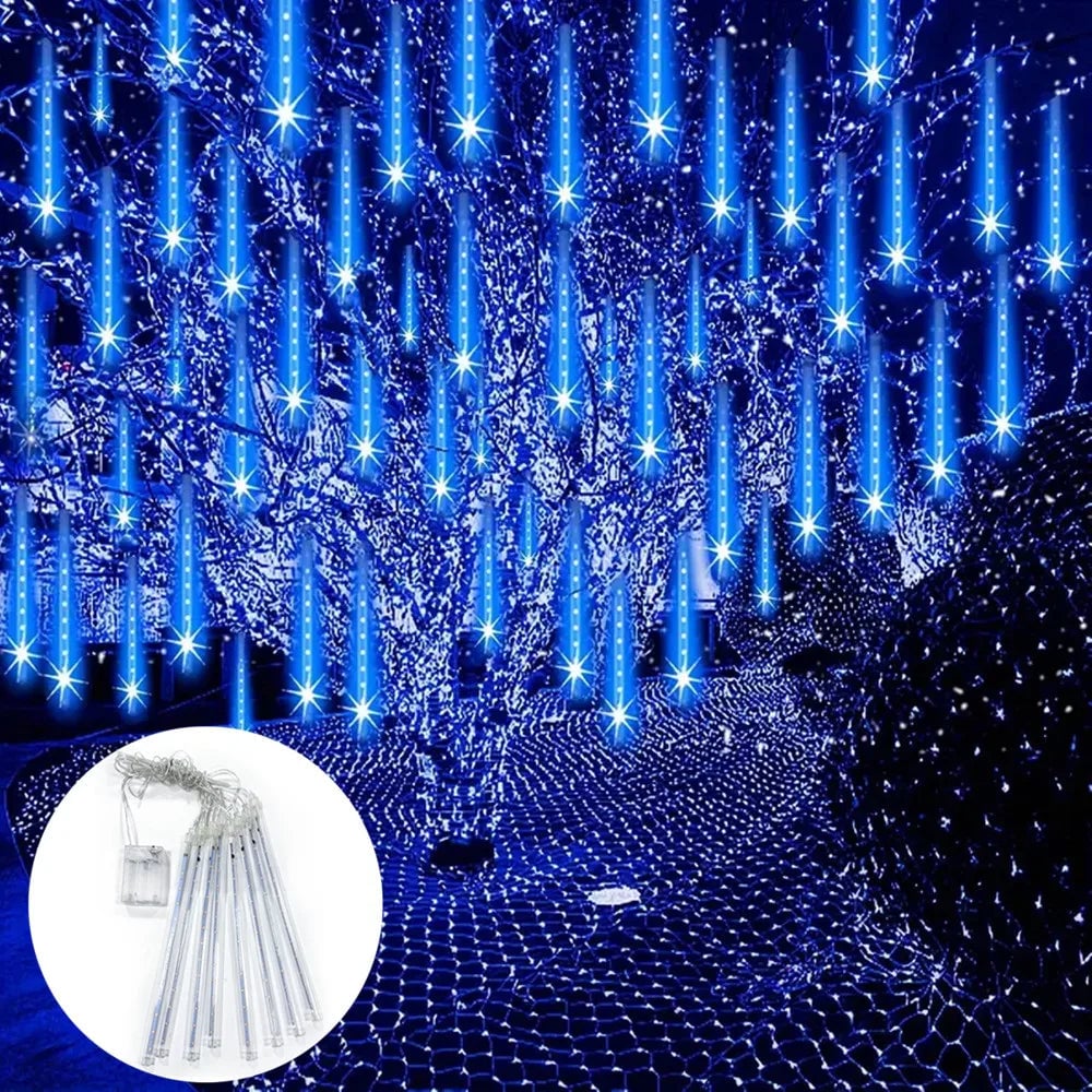 Battery Powered Meteor Shower Christmas Lights - 8 Tubes 192 LED