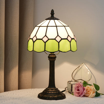 8" Mediterranean Stained Glass Table Lamp - Minimalist Bedside Reading