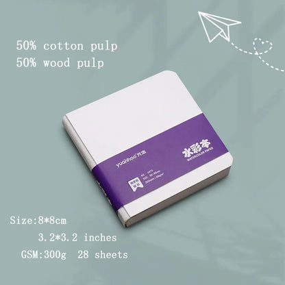 300GSM Watercolor Paper Book 50% Cotton Square Portable Sketch Pad