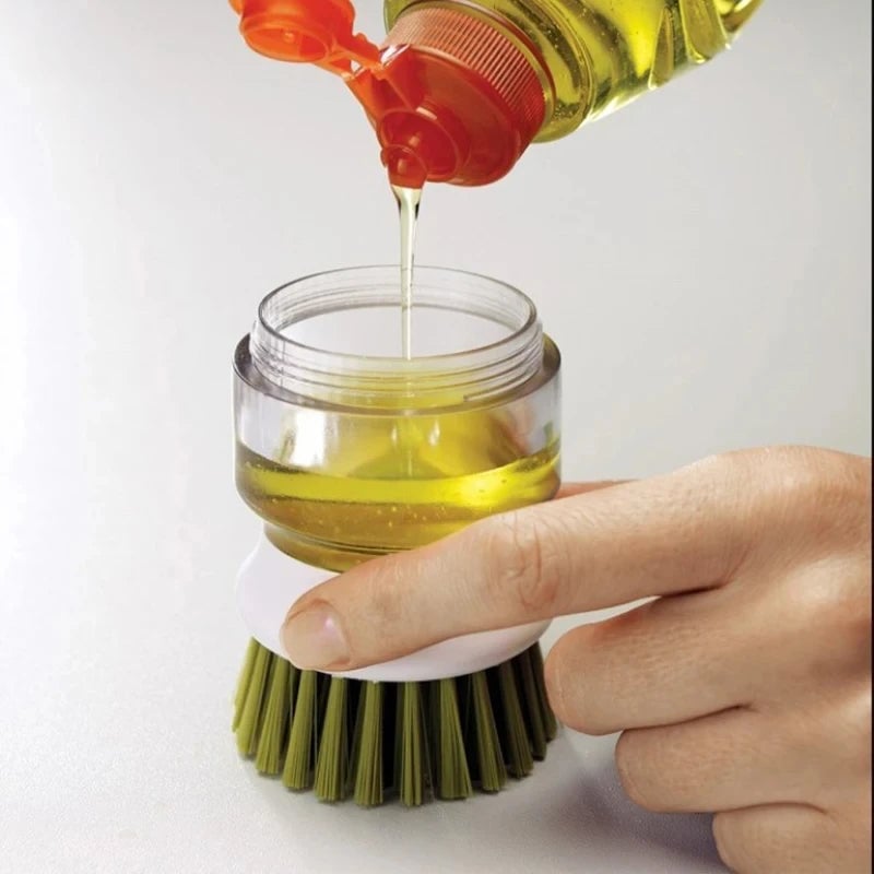 Soap Dispensing Dish Brush Multi-Use Kitchen Scrub Brush with Tray