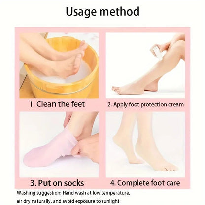 Silicone Gel Moisturizing Socks for Dry Cracked Feet - 2 Pack