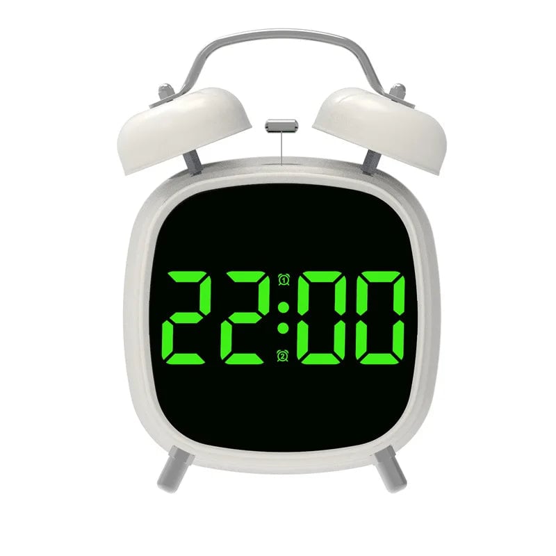 Voice Control Digital Alarm Clock Super Loud Double Bell Heavy Sleeper