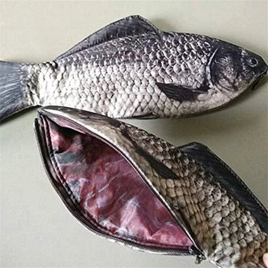 Fish Shaped Pencil Case - Novelty Pen Bag & Coin Purse Office Supply