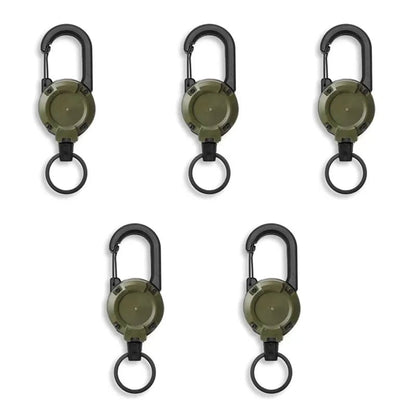 Heavy Duty Retractable Steel Wire Carabiner Key Reel - Spring Pull