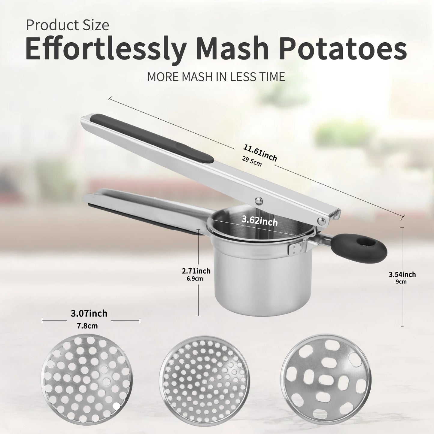 Stainless Steel Potato Ricer with Replaceable Silicone Handle