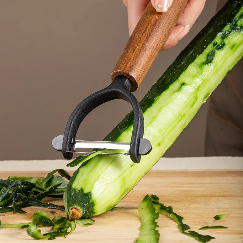 Stainless Steel Peeler with Wooden Handle - Fruit Vegetable Tool
