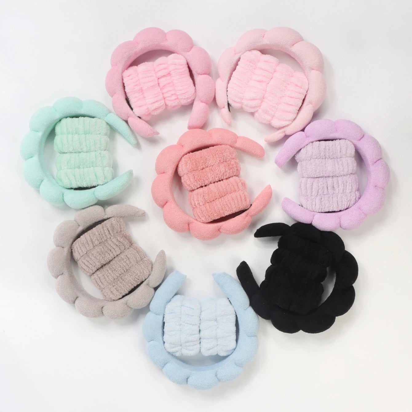 Microfiber Spa Headband Set - Face Washing Scrunchie Wristbands
