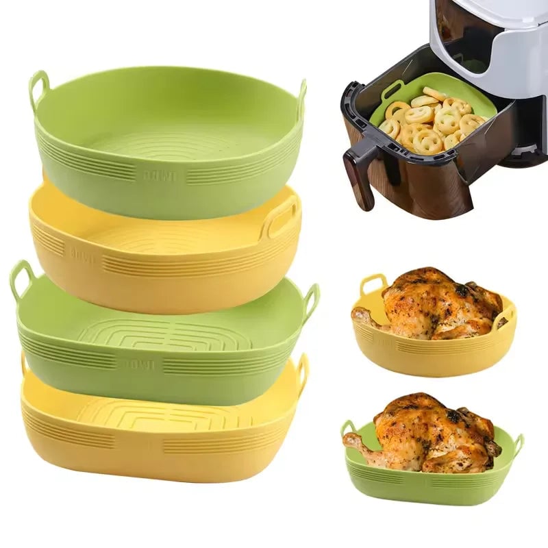 Silicone Air Fryer Liners Round Square Reusable Non-Stick Pot Bowl
